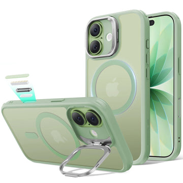 iPhone 17 Claiss Hybrid Magsafe Case with Stand Frosted Light Green