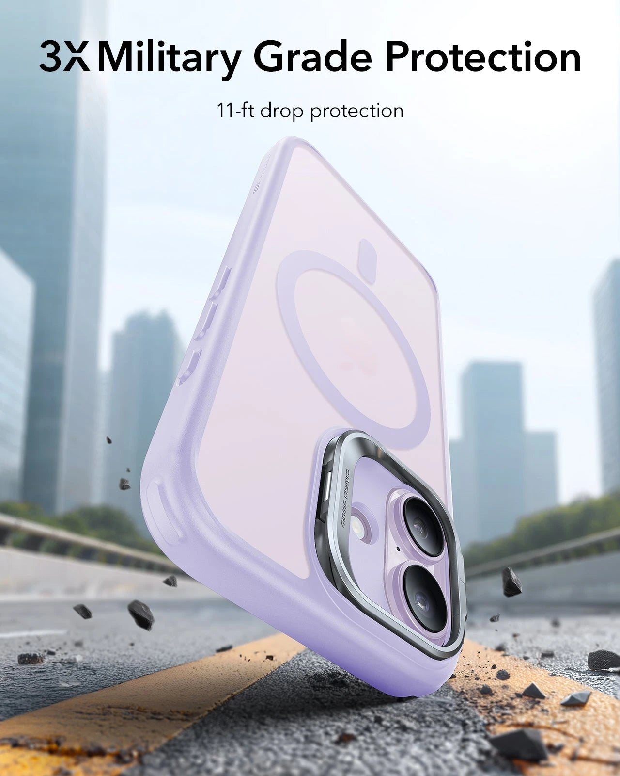 iPhone 17 Claiss Hybrid Magsafe Case with Stand Frosted Light Purple 3X Military Grade Protection