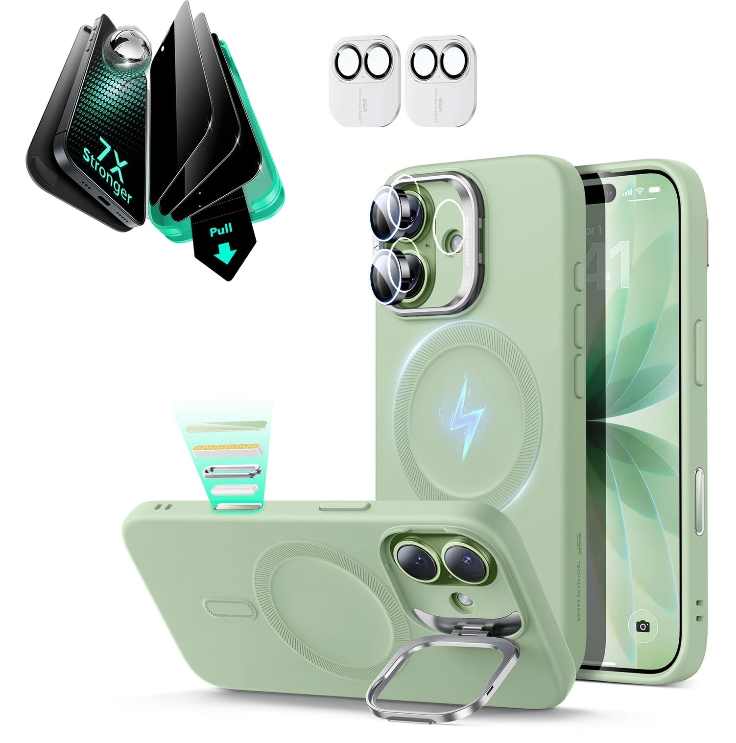 iPhone 17 Cloud Soft Magnetic Case Armorite Privacy Protection Bundle Sage Green