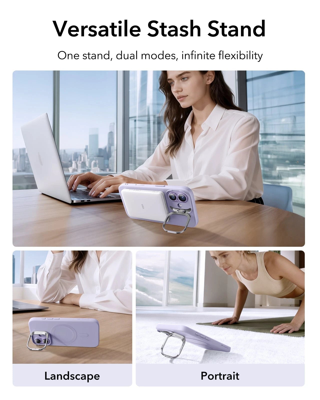 ESR iPhone 17 Silicone Magsafe Case with Stand Lavender  Versatile Stash Stand