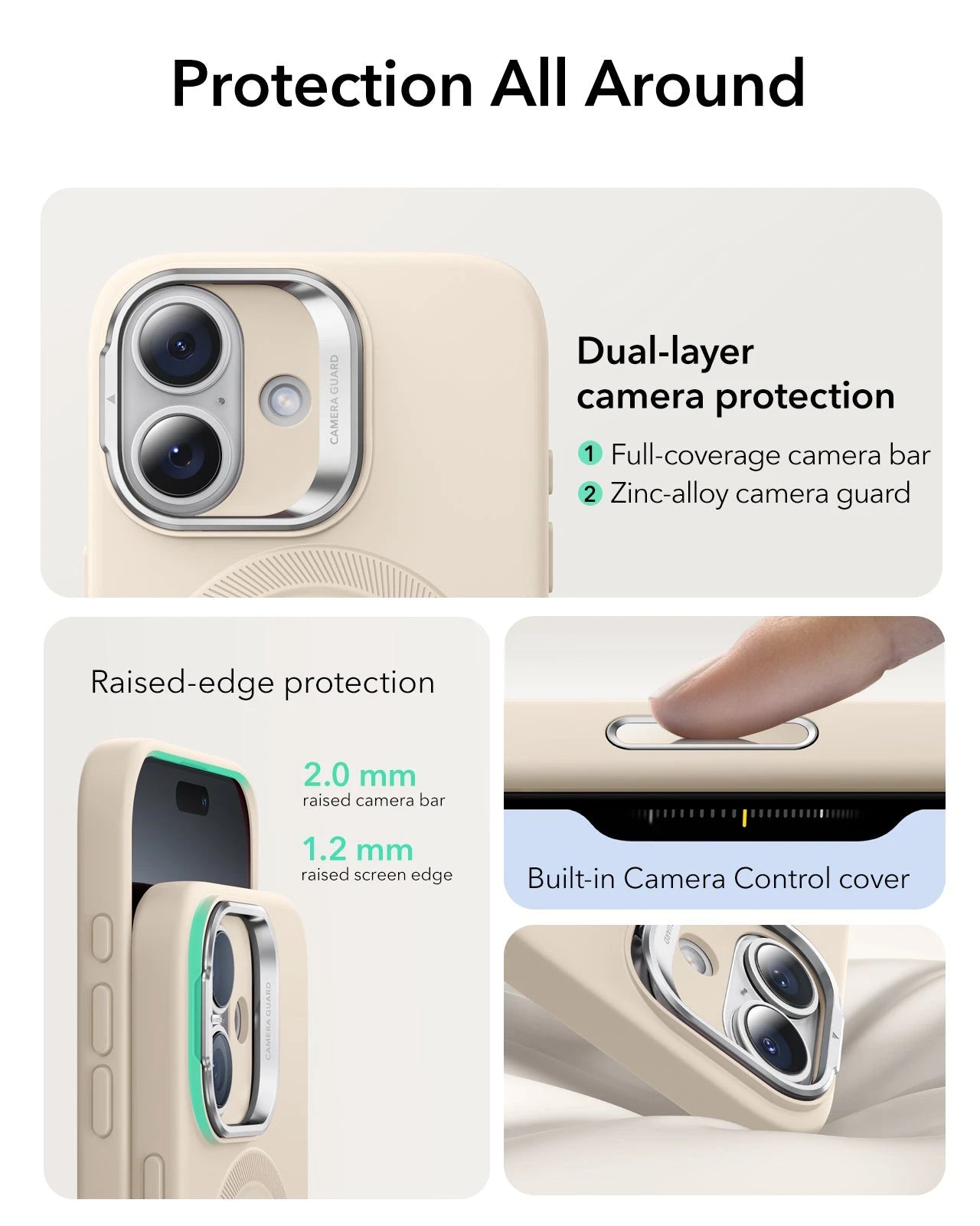 ESR iPhone 17 Cloud Soft Silicone Magsfae Case with Stand Light Tan  Protection All Around