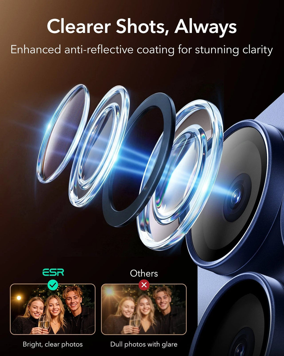 iPhone 17 Pro Corning Glass Camera Lens Protector Blue Clearer Shots, Always