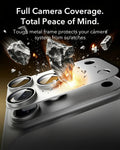 ESR iPhone 17 Pro Corning Glass Camera Lens Protector Silver Tough metal frame protects your camera system from scratches