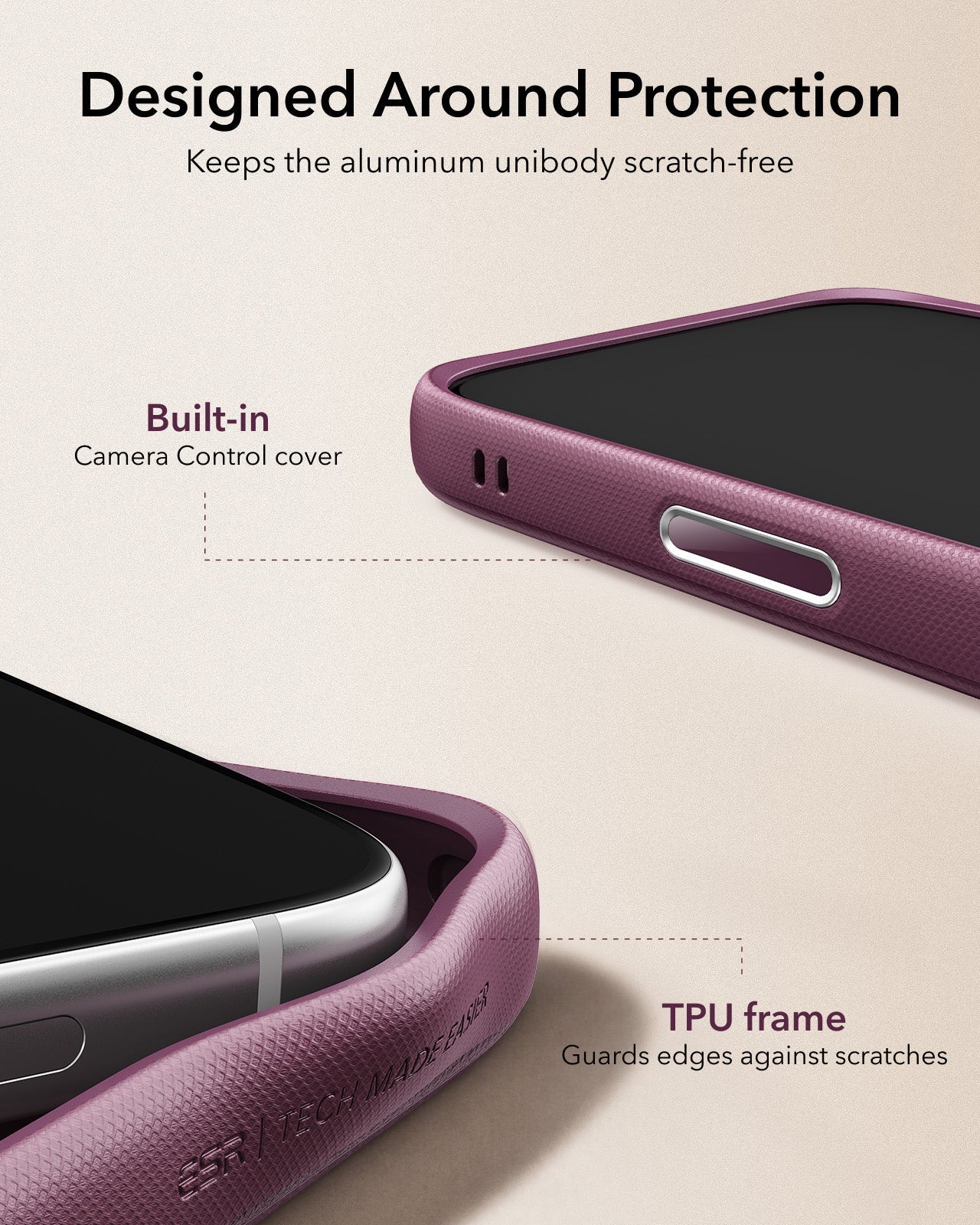 ESR Deep Burgundy Leather iPhone 17 Pro Magsafe Case with Stand Designed Around Protection