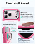 ESR iPhone 17 Pro Magsafe Case with Stand Camera Control Frosted Pink Raised Edge Protection