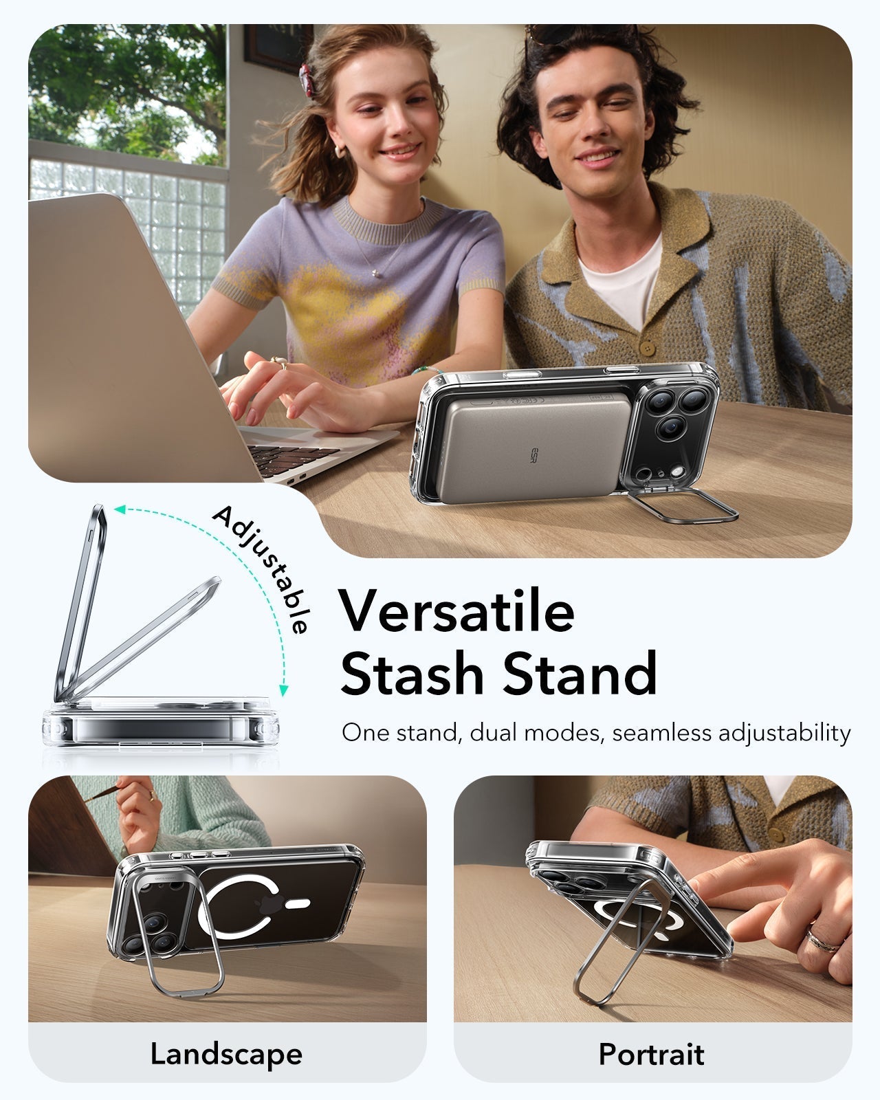 iPhone 17 Pro Classic Hybrid Magsafe Case Clear Versatile Stash Stand