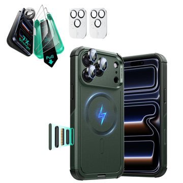 iPhone 17 Pro Cyber Tough Magsafe Case with Screen Protector Olive Green