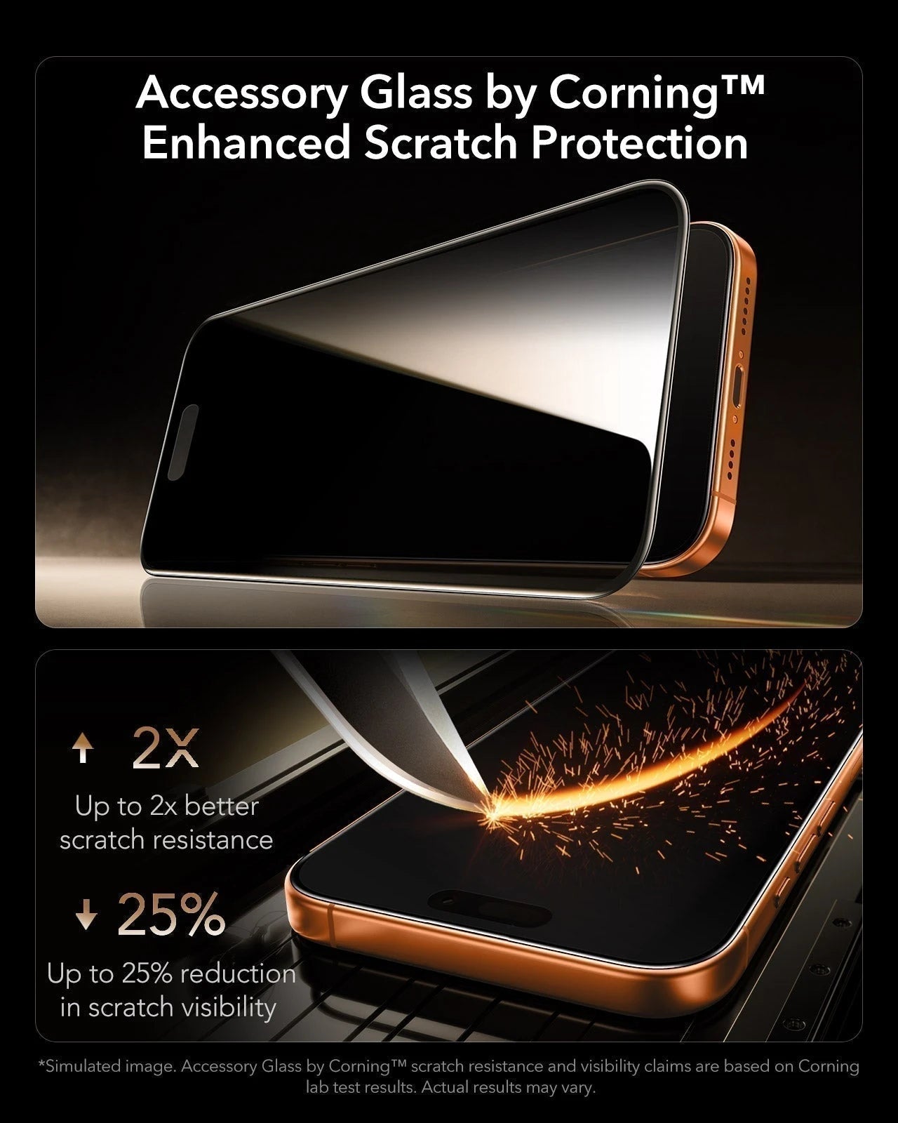 ESR iPhone 17 Pro Corning Glass Privacy Screen Protector accessory glass by corning enhanced scratch protection