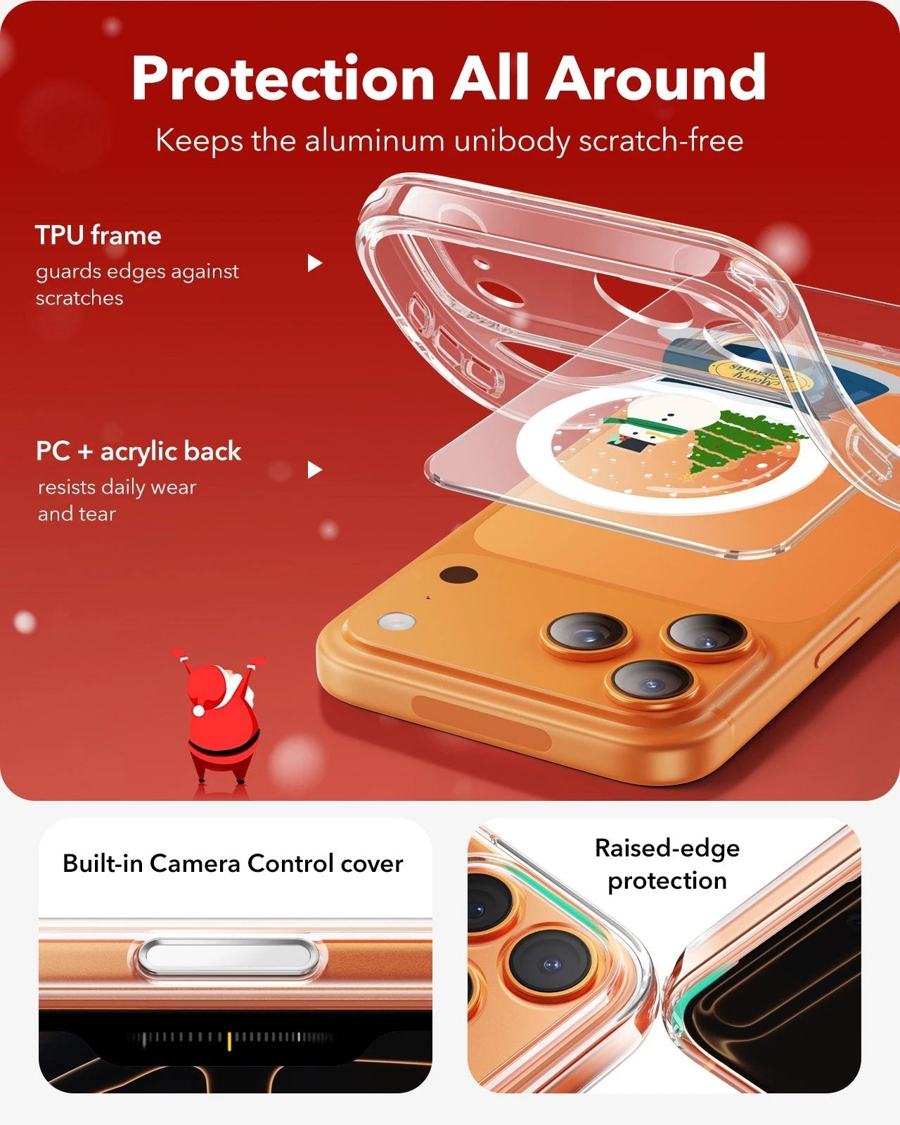 Print iPhone 17 Pro Magsafe Case Clear Christmas Snow Globe Protection All Around