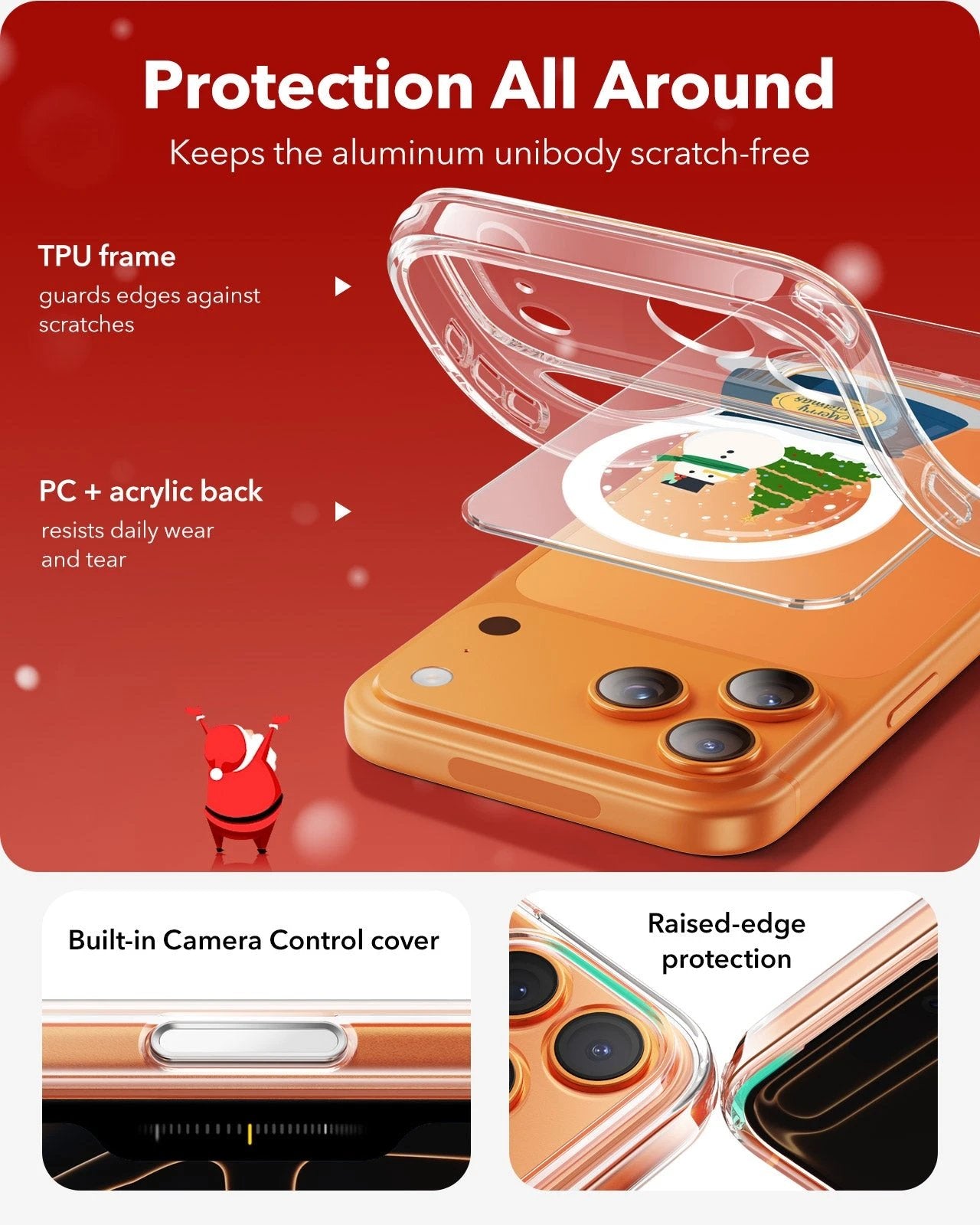 Print iPhone 17 Pro Magsafe Case Clear Christmas Snow Globe Protection All Around