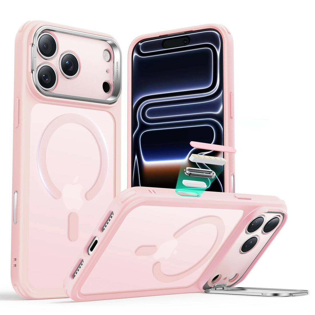iPhone 17 Pro Classic Hybrid Magnetic Case (Camera Control, Stash Stand) - Frosted Bubblegum Pink ESR ESR