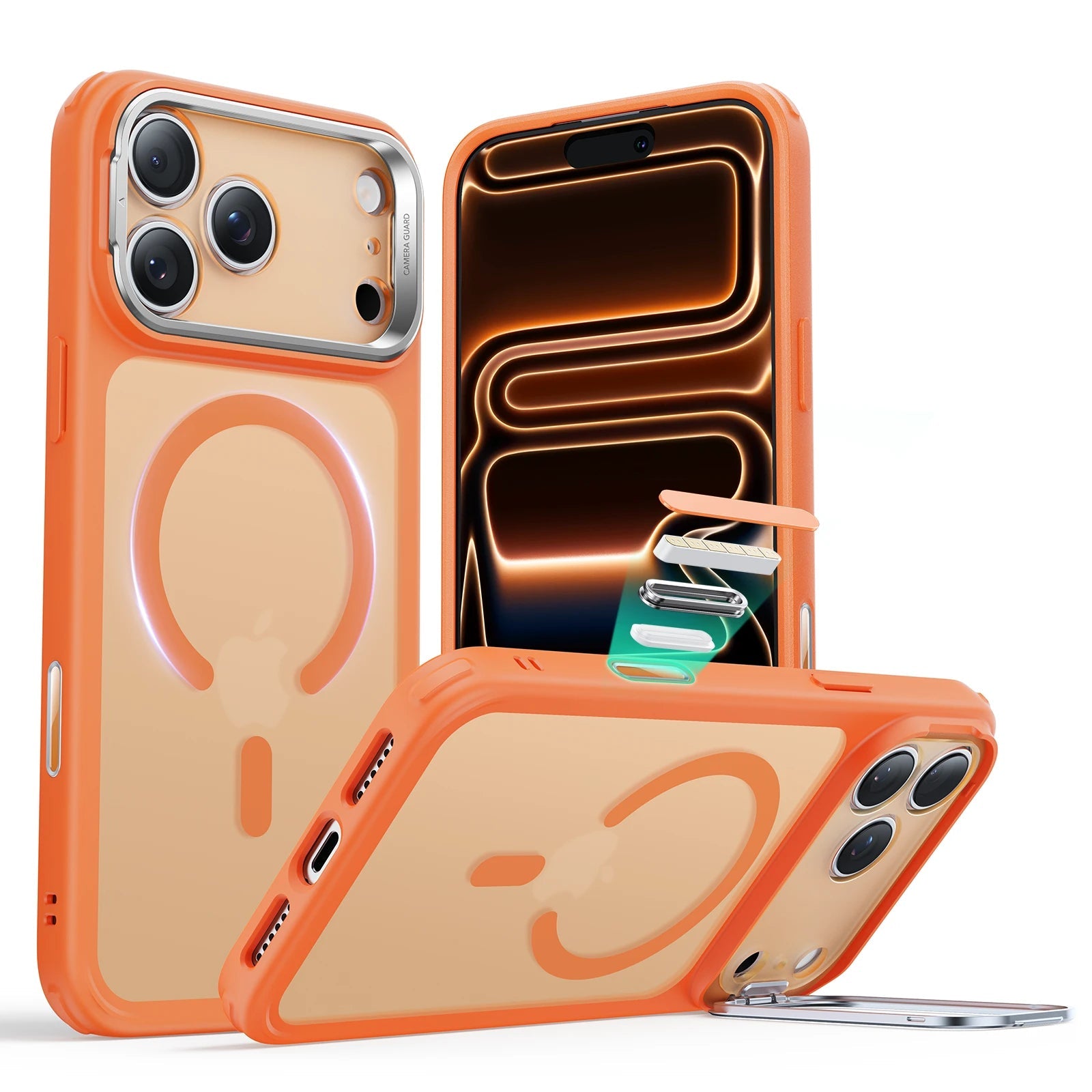 iPhone 17 Pro Classic Hybrid Magnetic Case (Camera Control, Stash Stand) - Frosted Orange ESR ESR