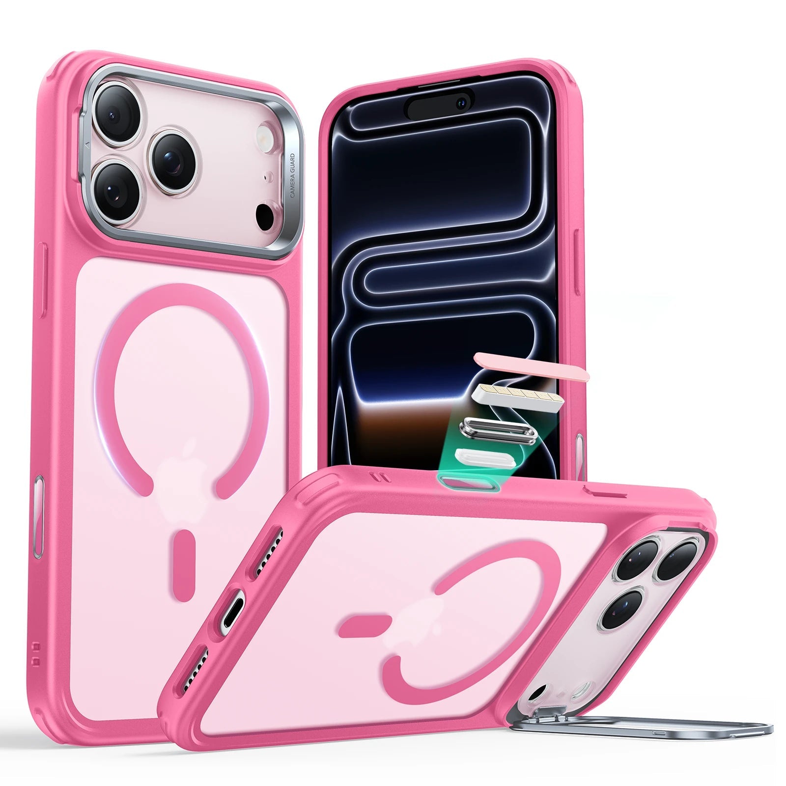 iPhone 17 Pro Classic Hybrid Magnetic Case (Camera Control, Stash Stand) - Frosted Pink ESR ESR