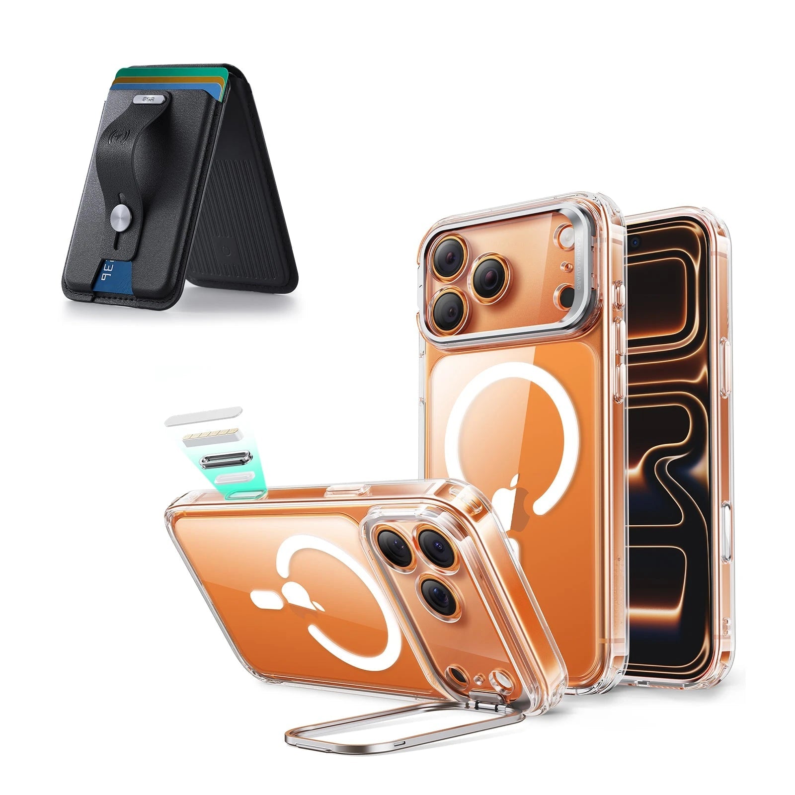 iPhone 17 Pro Classic Hybrid Magsfae Case With Magsafe Wallet Clear