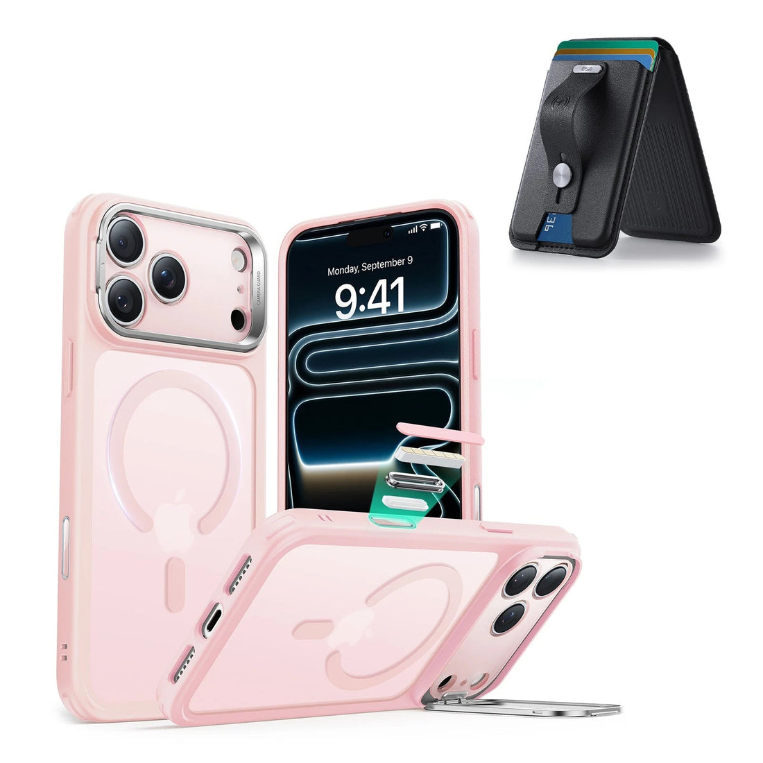 iPhone 17 Pro Classic Hybrid Magsfae Case With Magsafe Wallet  Frosted Bubblegum Pink