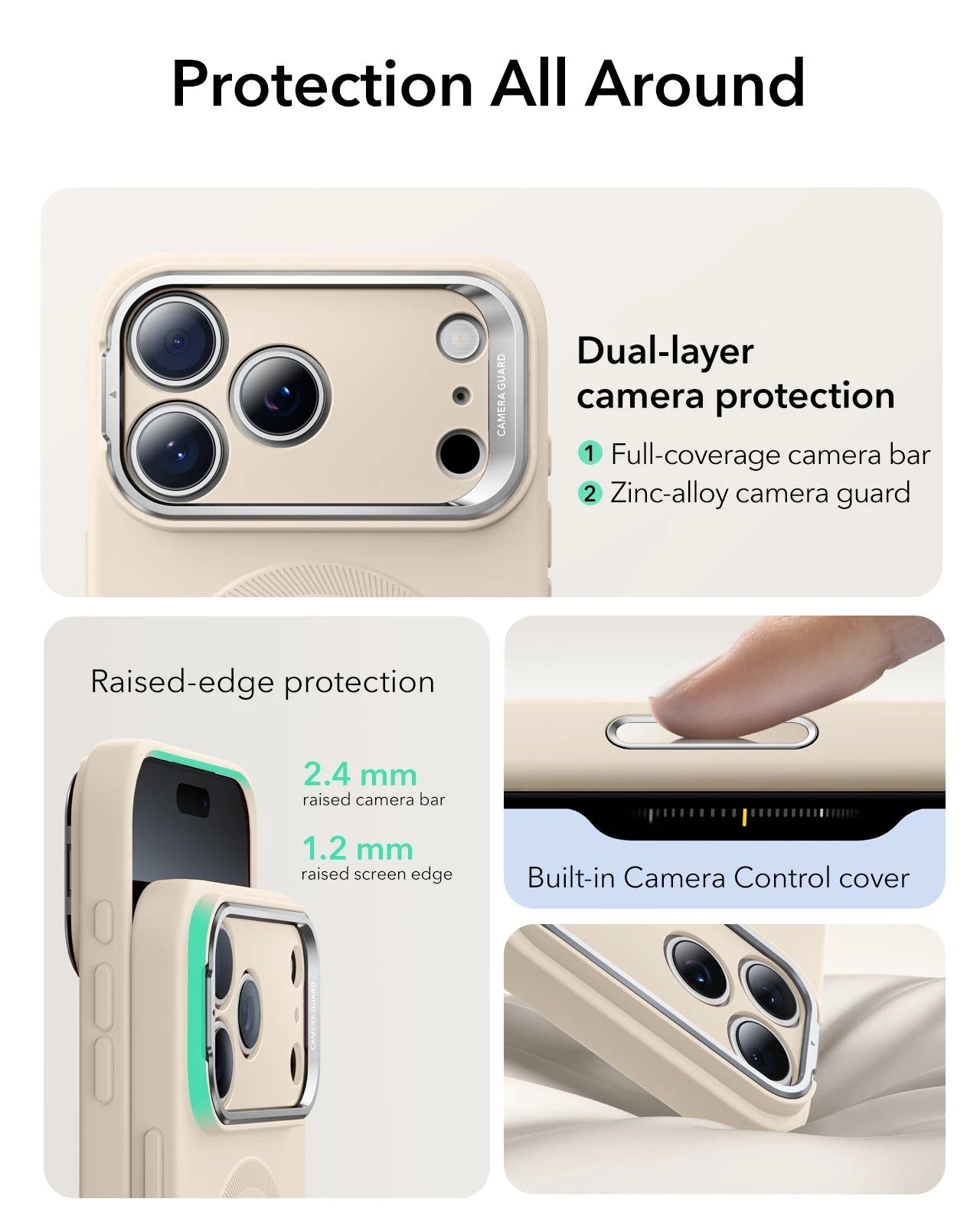 iPhone 17 Pro Cloud Soft Silicone Magsfae Case with Stand Light Tan Protection All Around