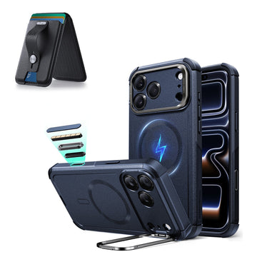 iPhone 17 Pro Cyber Tough Magsafe Case with Magsafe Wallet Find My Navy Blue