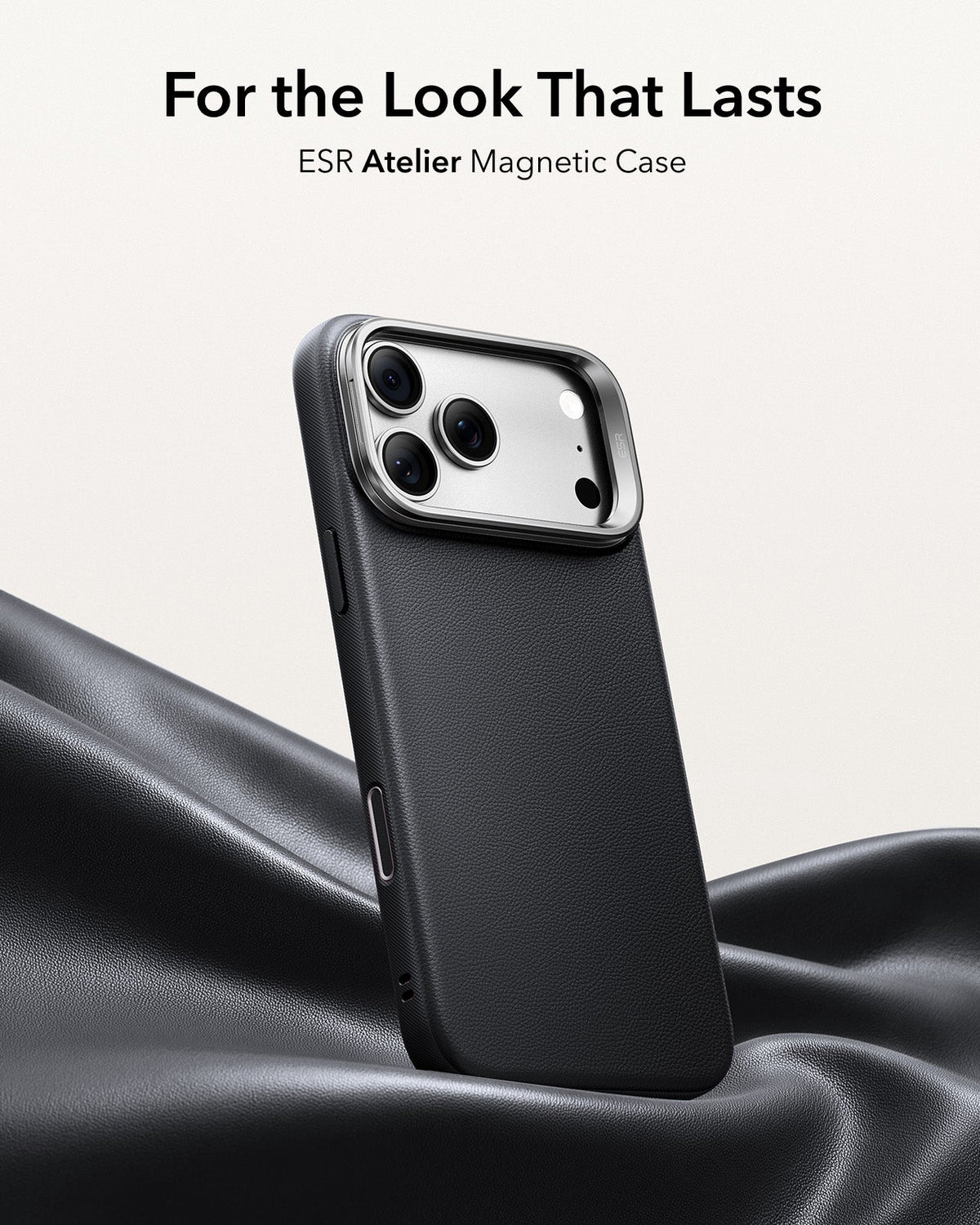 ESR Black Leather iPhone 17 Pro Max Magsafe Case with Stand For the Look That Lasts