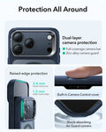 ESR iPhone 17 Pro Max Classic Hybrid Magsafe Case with Stand Camera Control Frosted Blue Raised Edge Protection