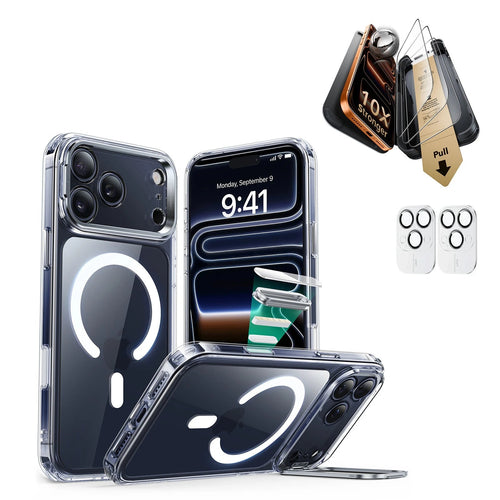 iPhone 17 Pro Max Bundle Classic Hybrid Magnetic Case (Camera Control, Stash Stand) and Armorite Pro Screen Protector - Clear
