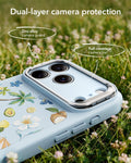 ESR Blue Floral iPhone 17 Pro Max Magsafe Case with Stand Dual-layer camera protection