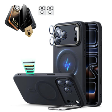 iPhone 17 Pro Max Cloud Soft  Magsafe Case with Corning Glass Screen Protector Black