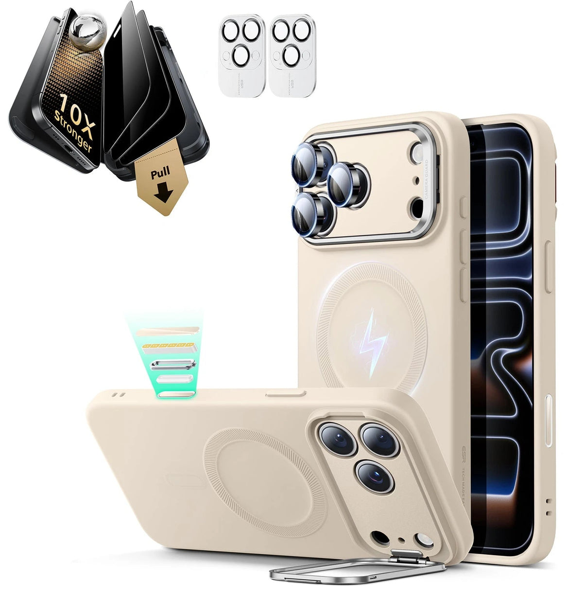 iPhone 17 Pro Max Bundle Cloud Soft Magnetic Case Armorite Pro Privacy Screen Protector Light