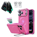 iPhone 17 Pro Max Cyber Tough Magsafe Case with Stand and Armorite Privacy Screen Protector Pink