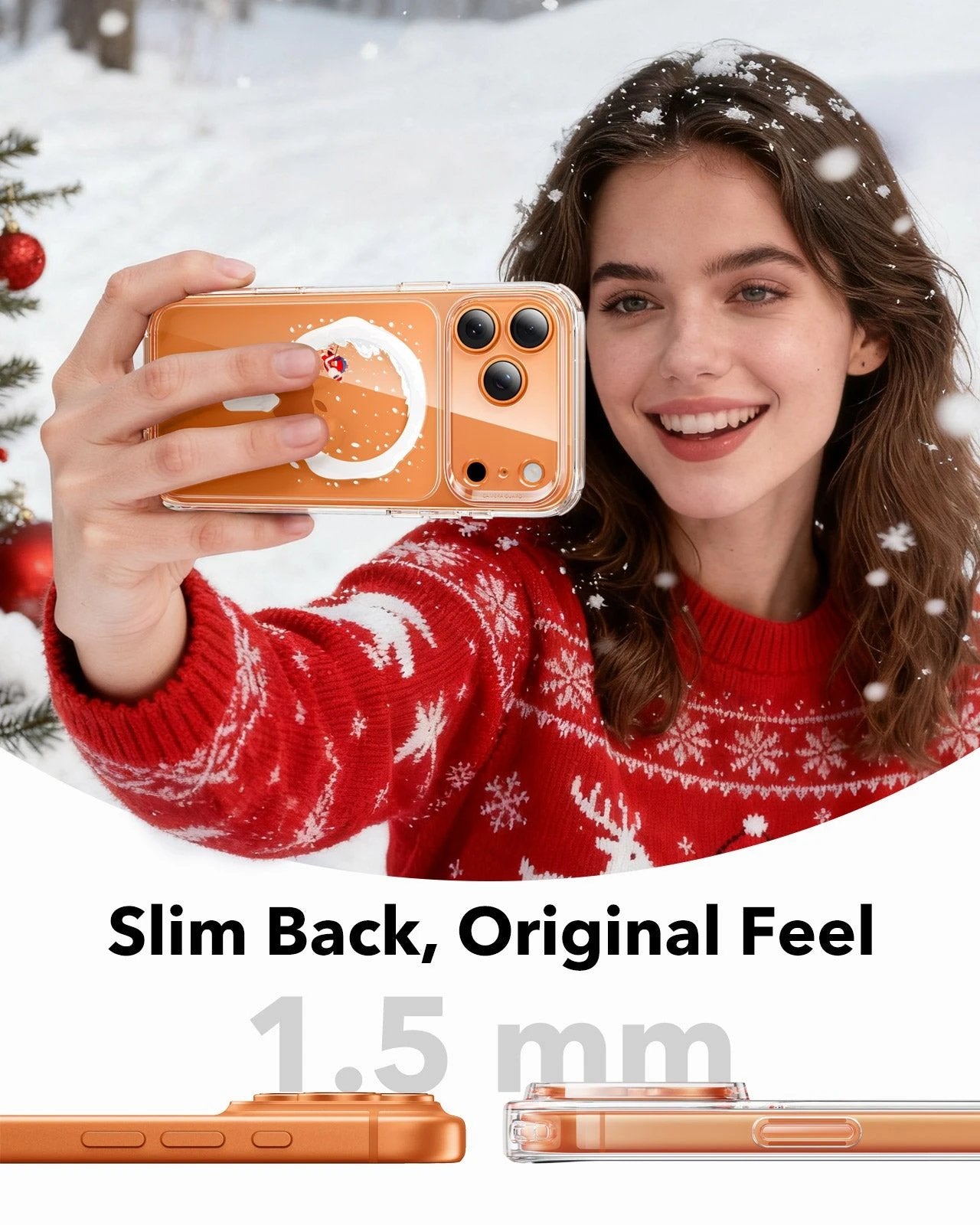 Print iPhone 17 Pro Max Magsafe Case Clear Christmas Santa Skater Slim Back