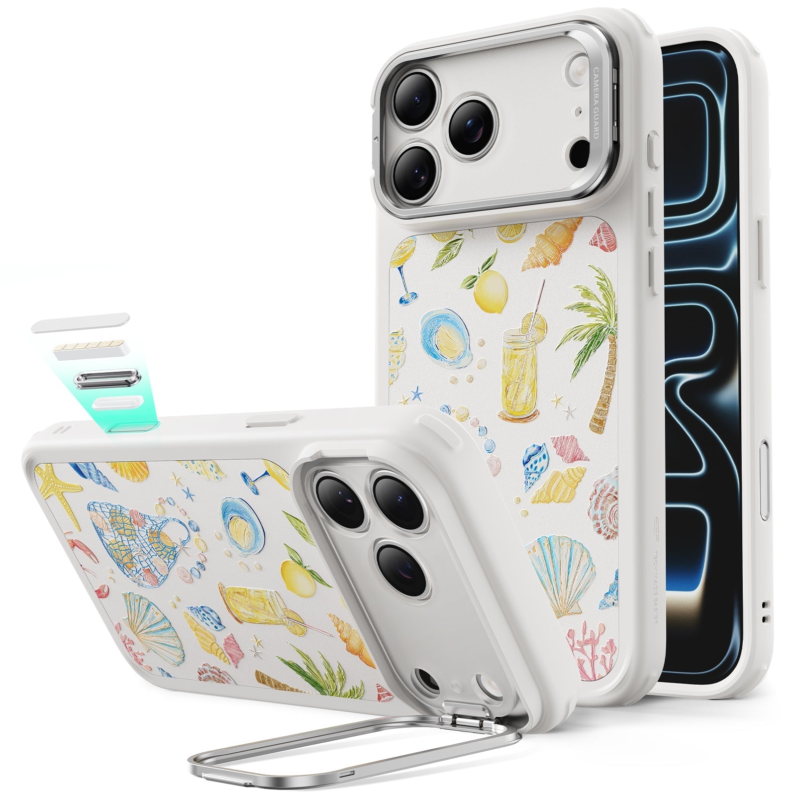 White Ocean Shell iPhone 17 Pro Max Magsafe case with Stand