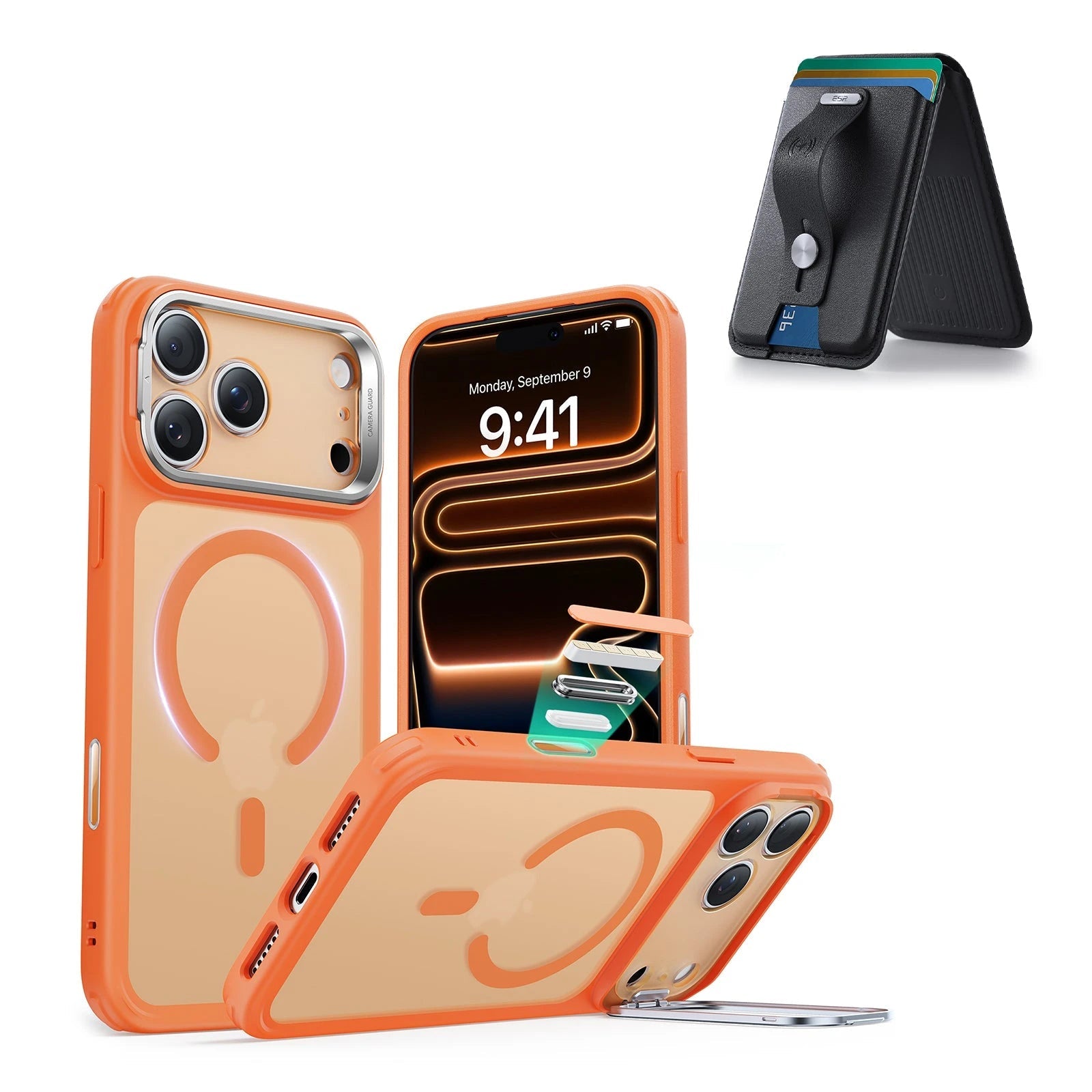 iPhone 17 Pro Max Classic Hybrid Magsfae Case With Magsafe Wallet Frosted Orange