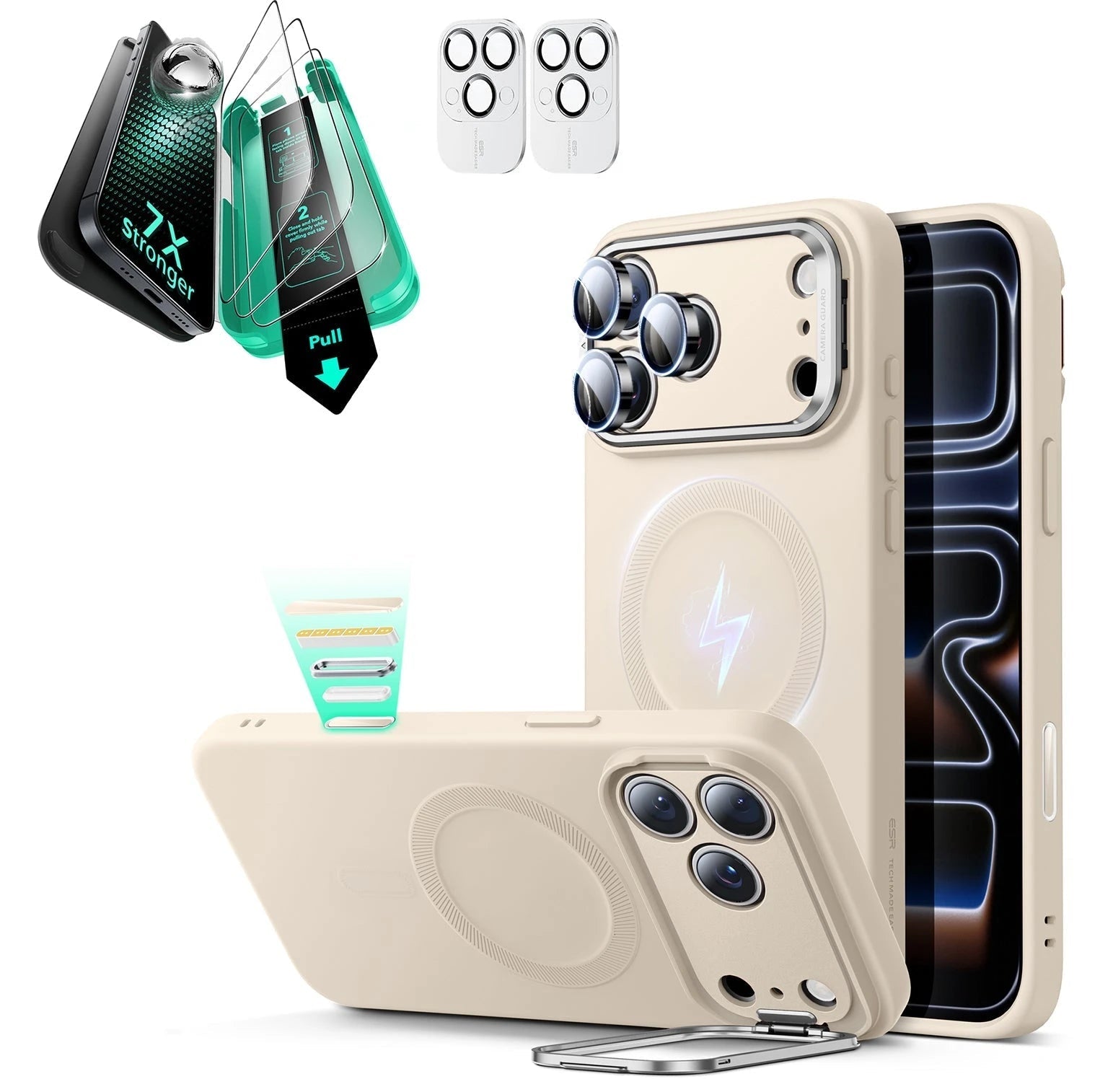 iPhone 17 Pro Cloud Soft Magnetic Case Armorite Protection Bundle Light