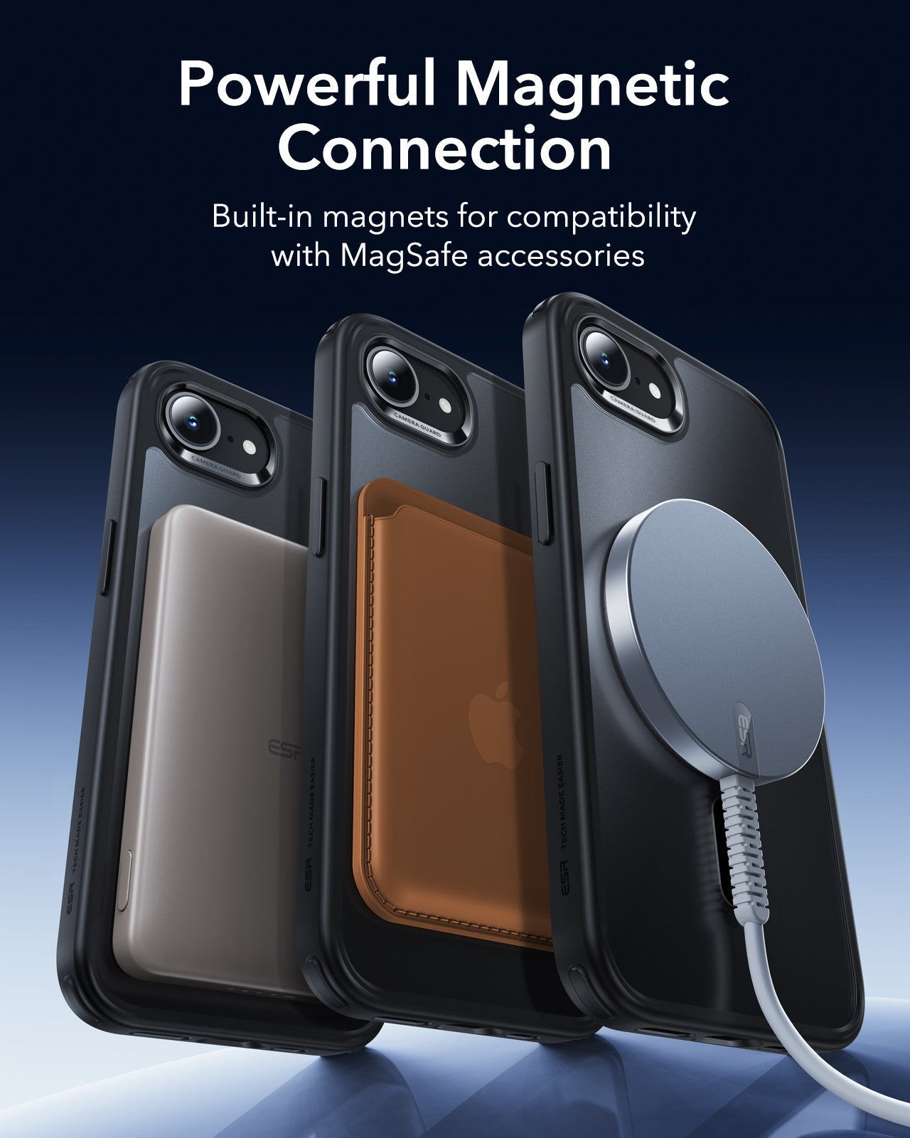 ESR iPhone 17e Classic Hybrid Magsafe Case Frosted Black Powerful Magnetic Connection