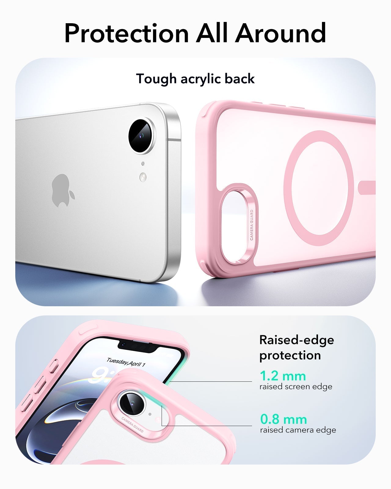 ESR iPhone 17e Classic Hybrid Magsafe Case Frosrted Light Pink Protection All Around