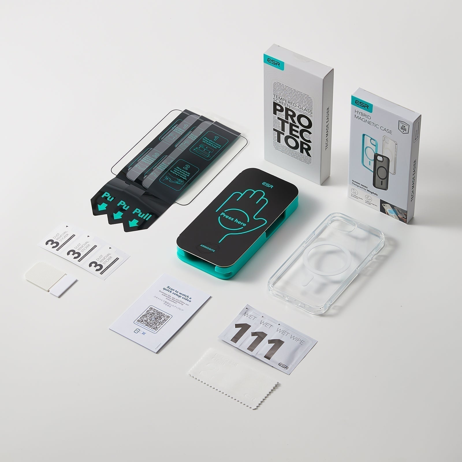 ESR iPhone 17e Classic Hybrid Magsafge Case with Armorite Temepered Glass Screen Protector 