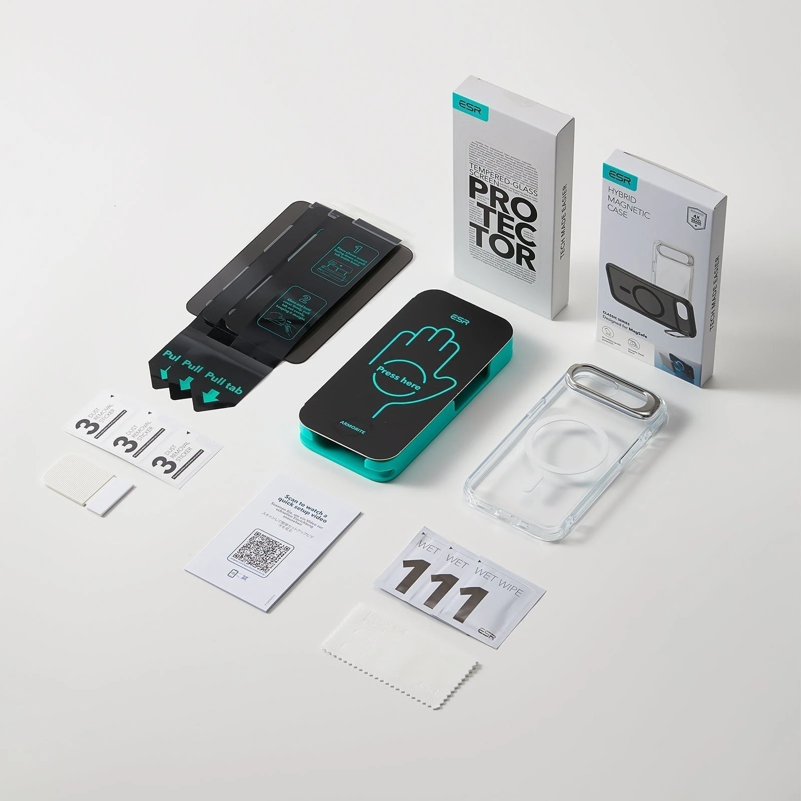 ESR iPhone 17e Classic Hybrid Magsafe Case with Stand and Armorite Privacy Screen Protector Set