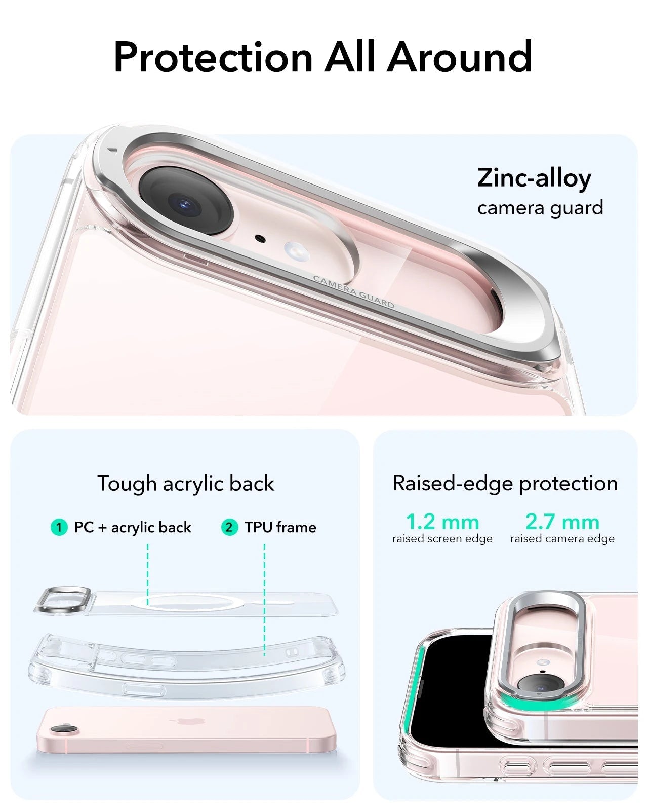 ESR iPhone 17e Classic Hybrid Magsafe Case with Stand Clear Protection All Around