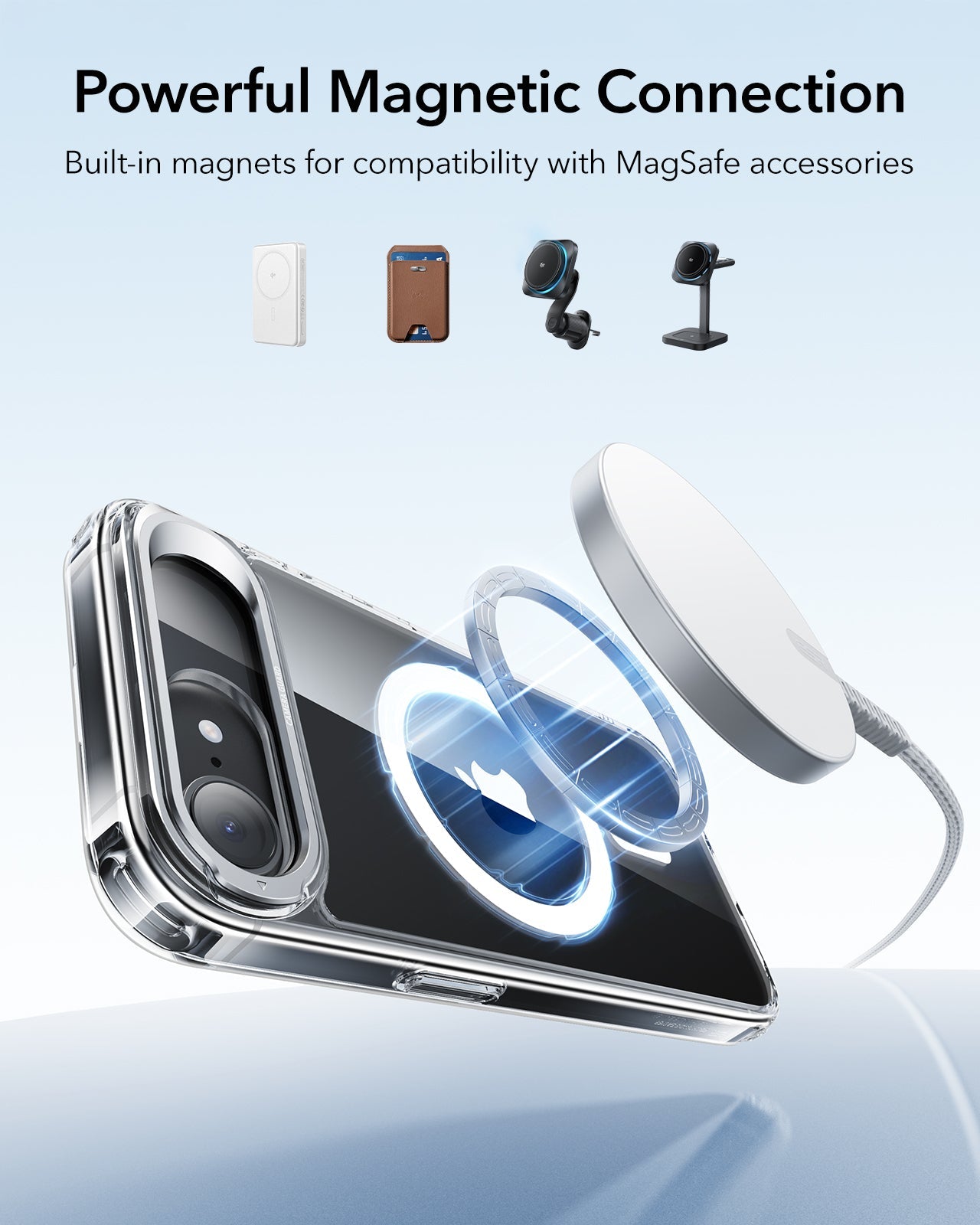 ESR iPhone 17e Classic Hybrid Magsafe Case with Stand Clear Powerful Magnetic Connection