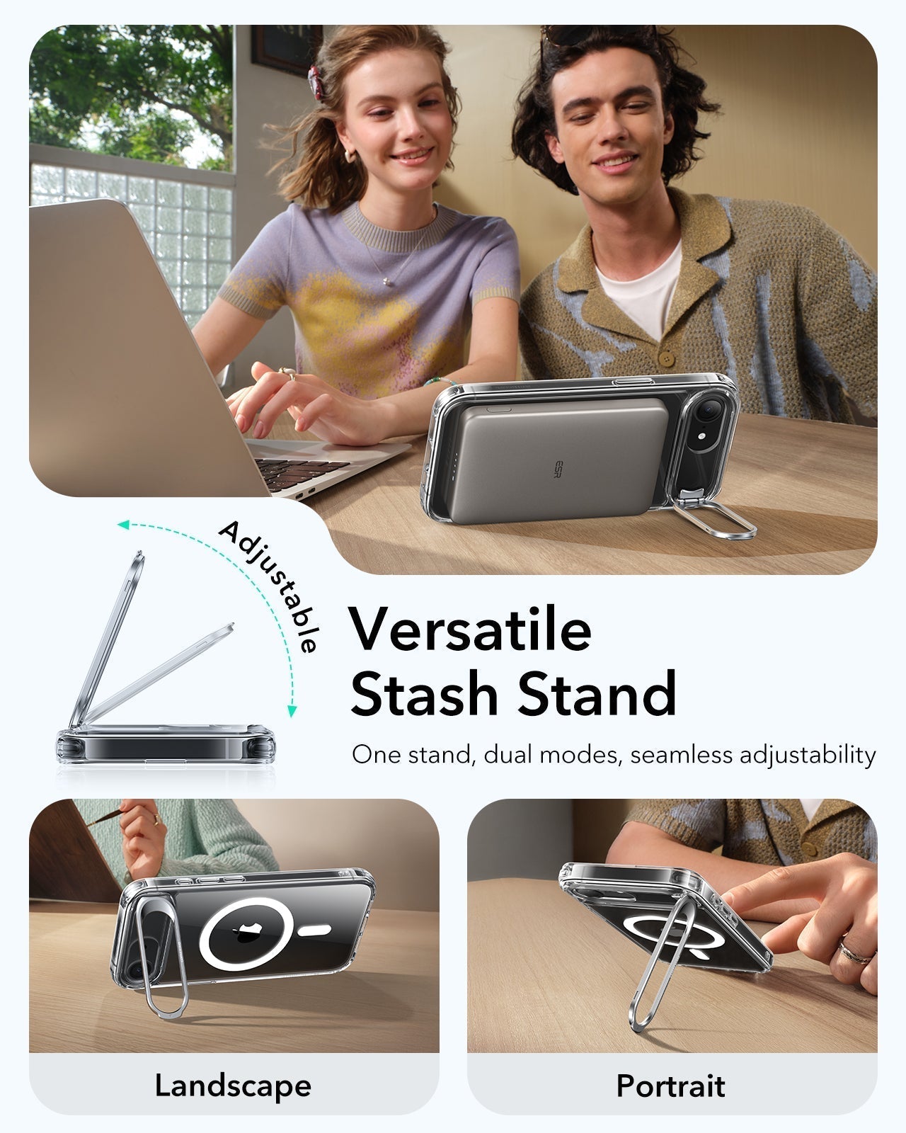 ESR iPhone 17e Classic Hybrid Magsafe Case with Stand Clear Versatile Stash Stand