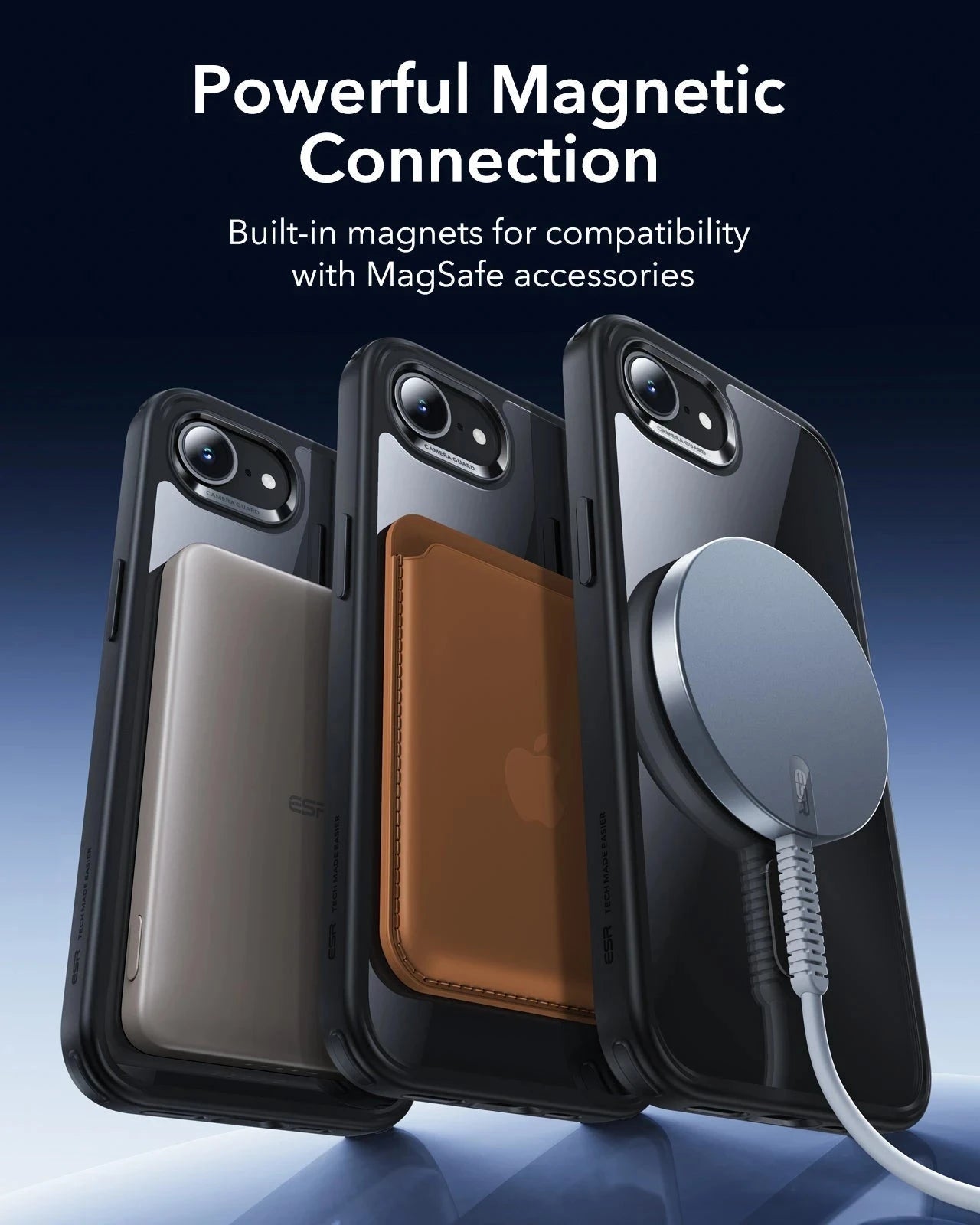 ESR iPhone 17e Classic Hybrid Magsafe Case Clear Black Powerful Magnetic Connection