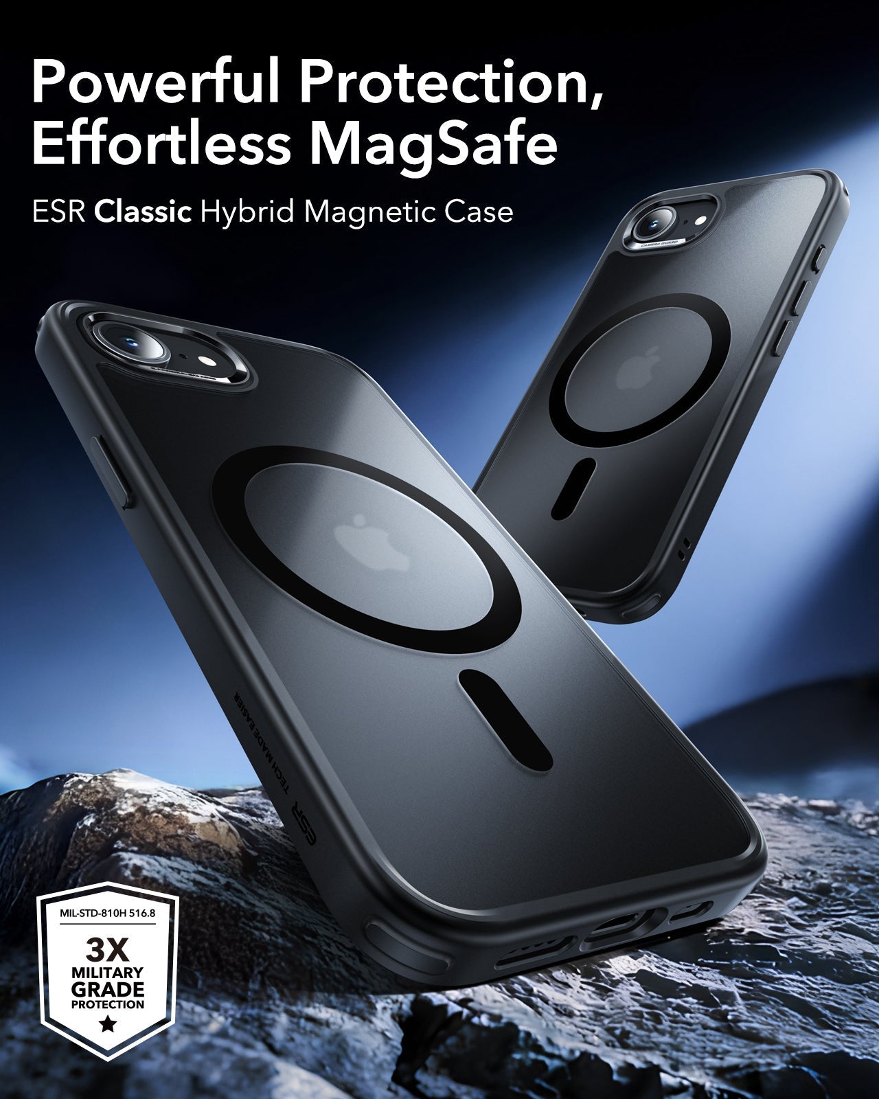 ESR iPhone 17e Classic Hybrid Magsafe Case Frosted Black Powerful Protection Effortless MagSafe