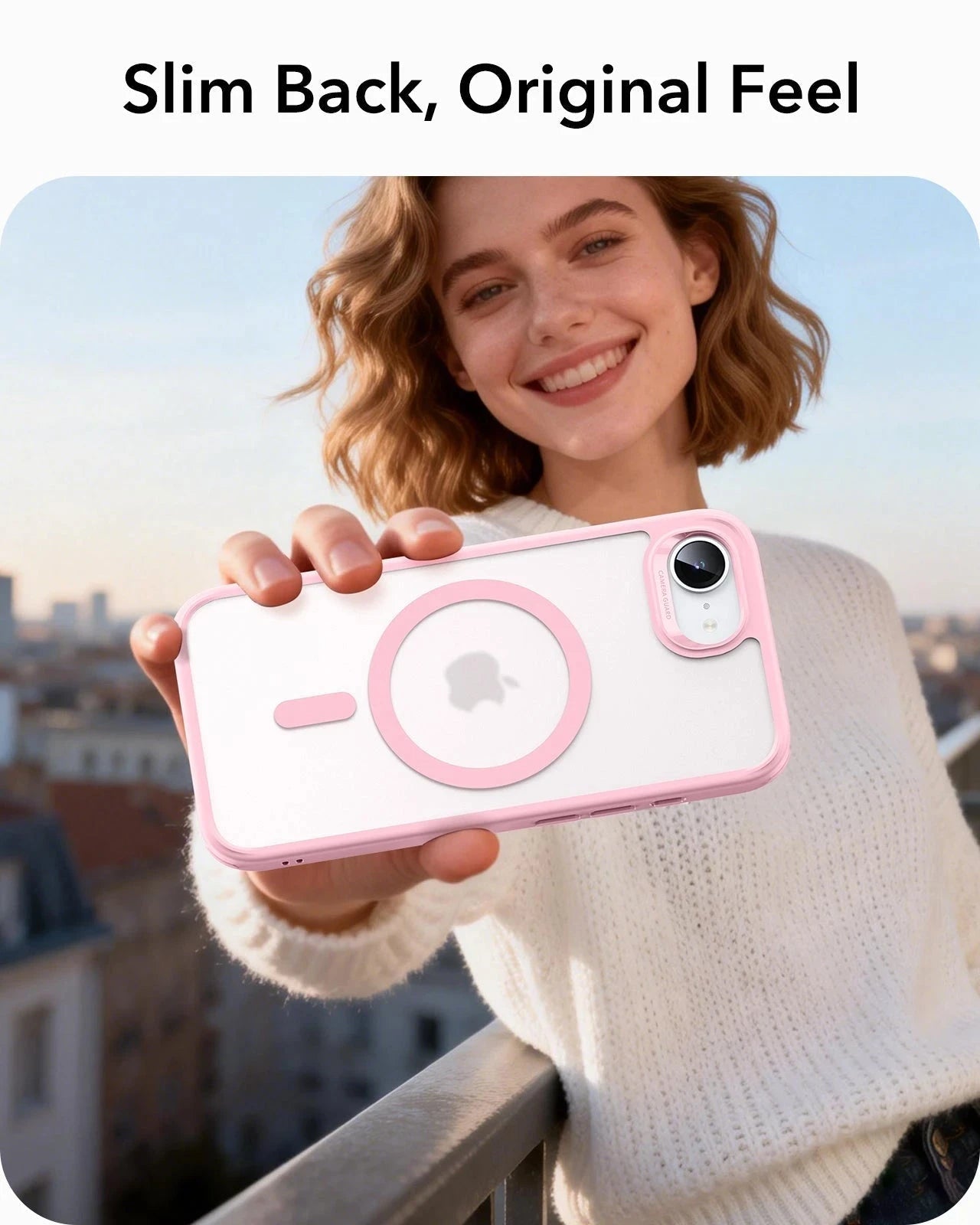 ESR iPhone 17e Classic Hybrid Magsafe Case Frosrted Light Pink Slim Back, Original Feel