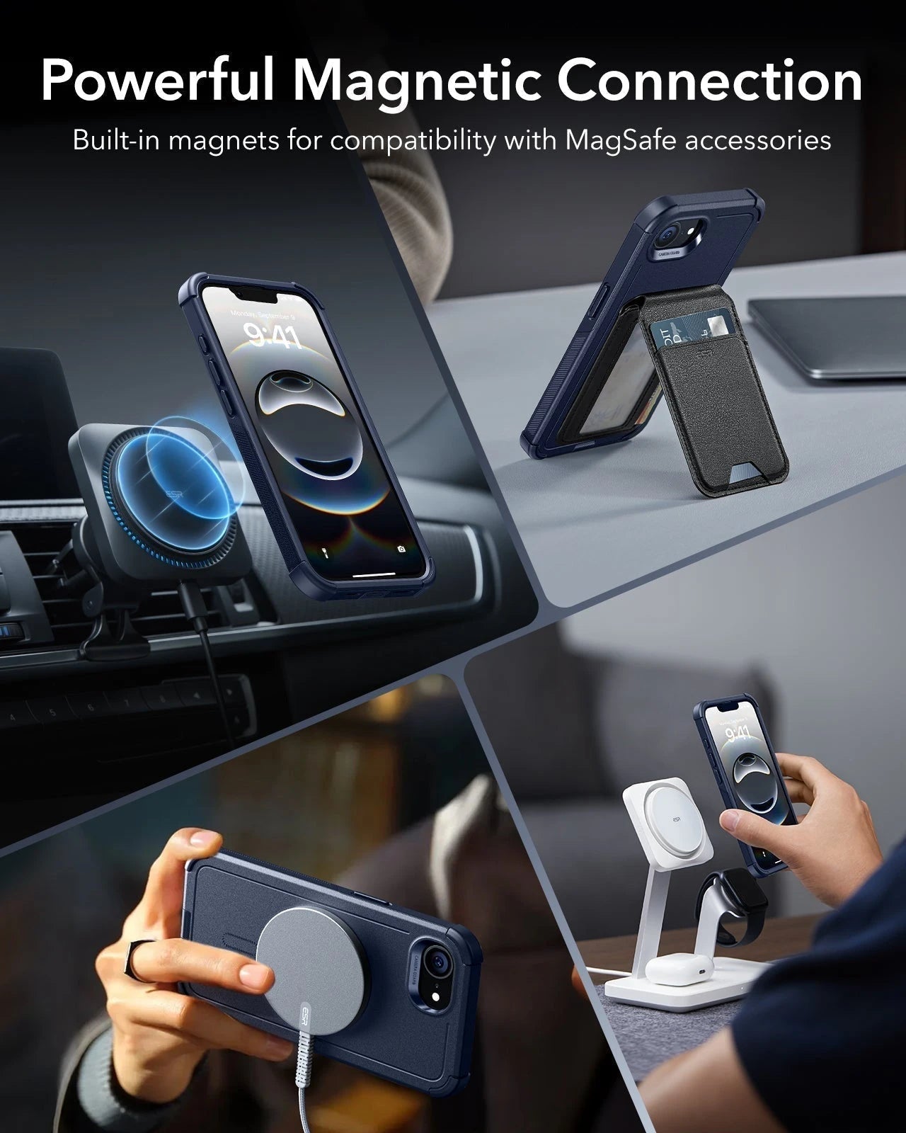 iPhone 17e Cyber Tough Magnetic Case Navy Blue Powerful Magnetic Connection