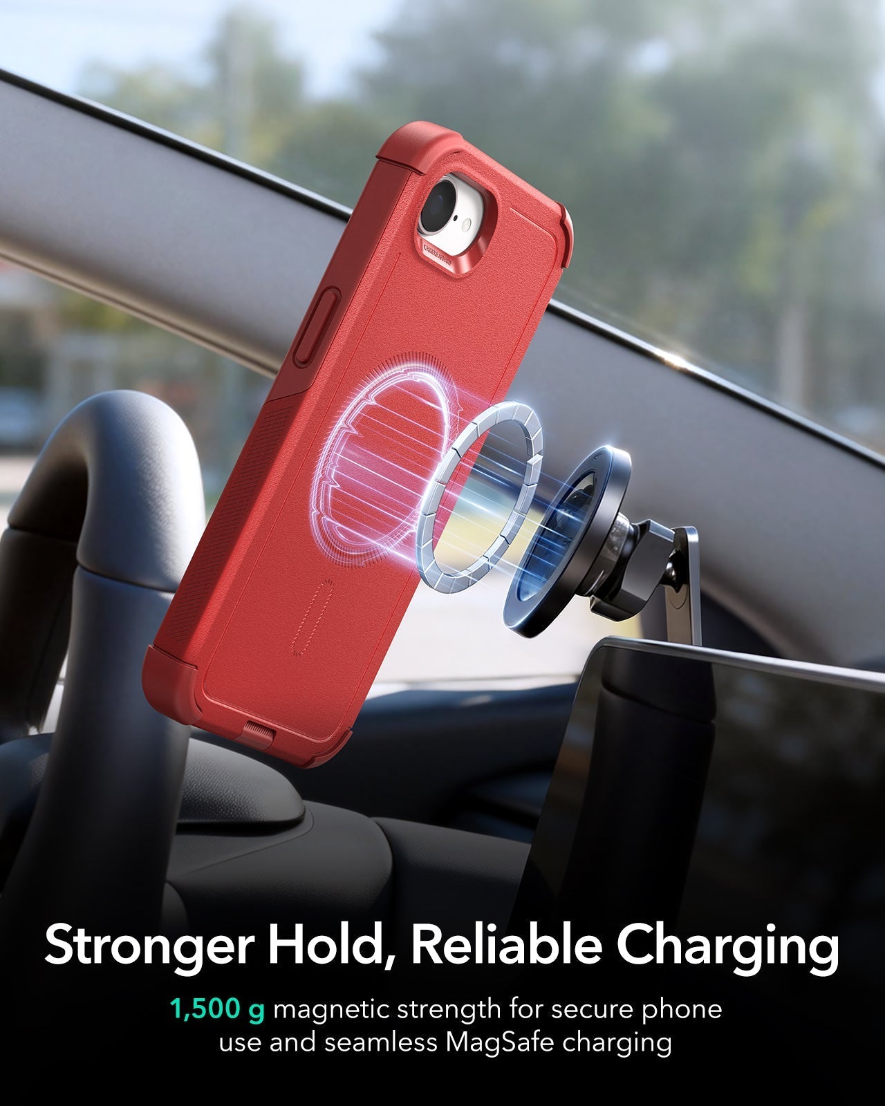 ESR iPhone 17e Cyber Tough Magnetic Case Red Stronger Hold, Reliable Charging