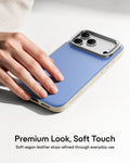Misty Blue Vegan Leather iPhone 18 Pro Magsafe Case with Stand Premium Look, Soft Touch