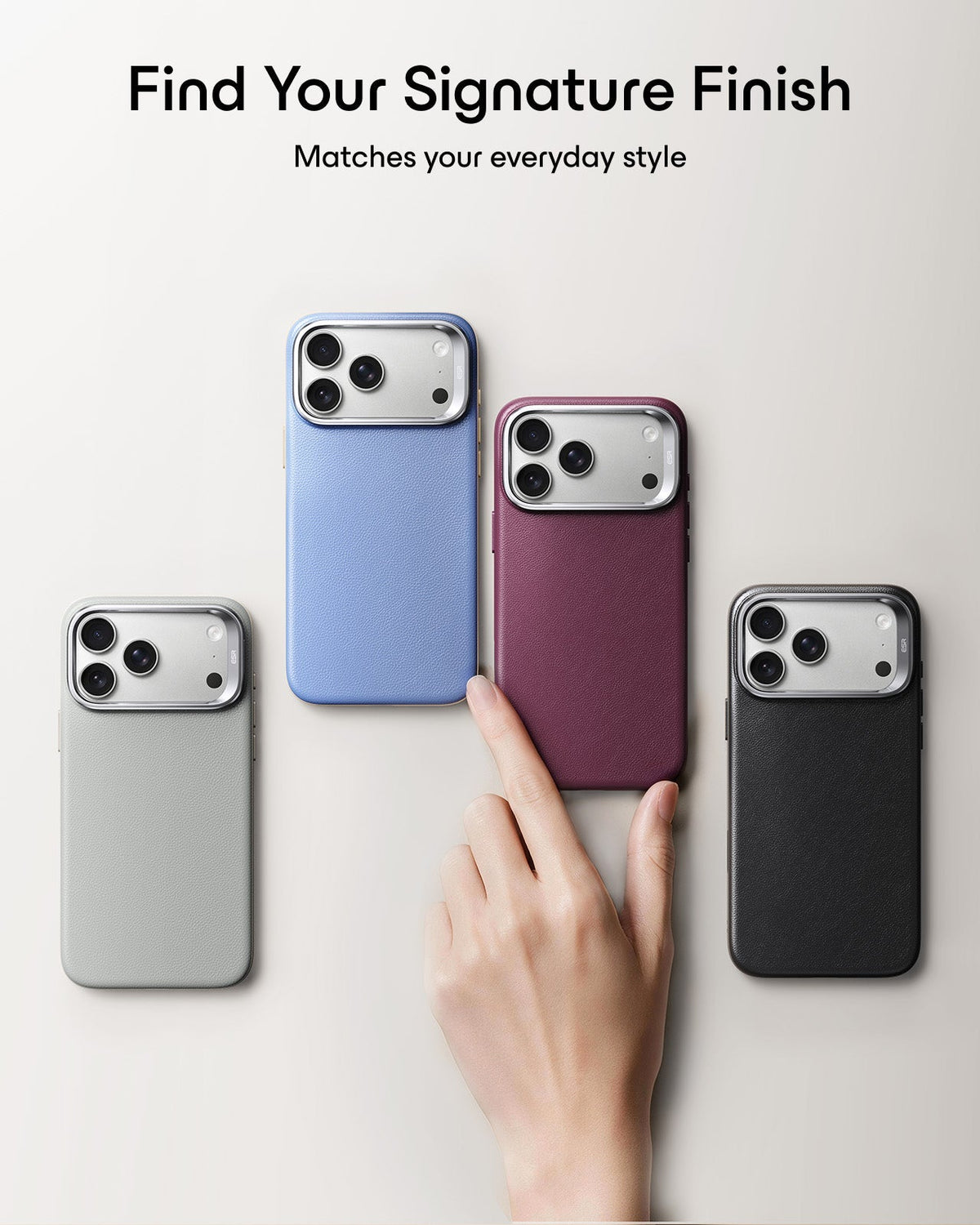 Misty Blue Vegan Leather iPhone 18 Pro Magsafe Case with Stand Find Your Signature Finish