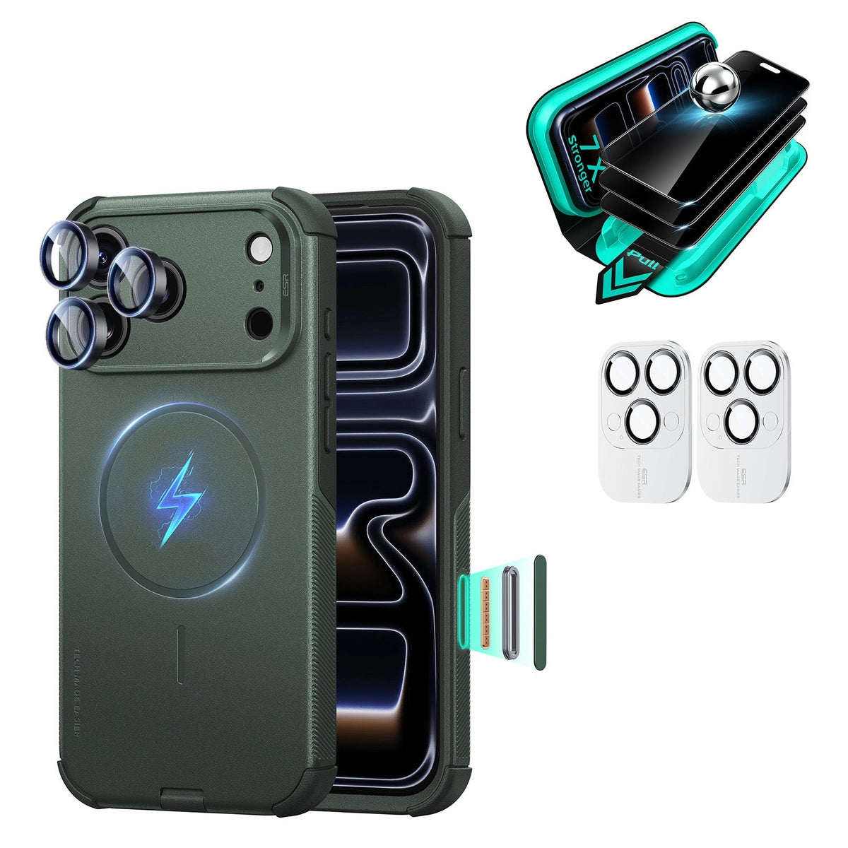iPhone 18 Pro Bundle Cyber Tough Magnetic Case & Armorite®️ Privacy Screen Protector - Olive Green ESR ESR