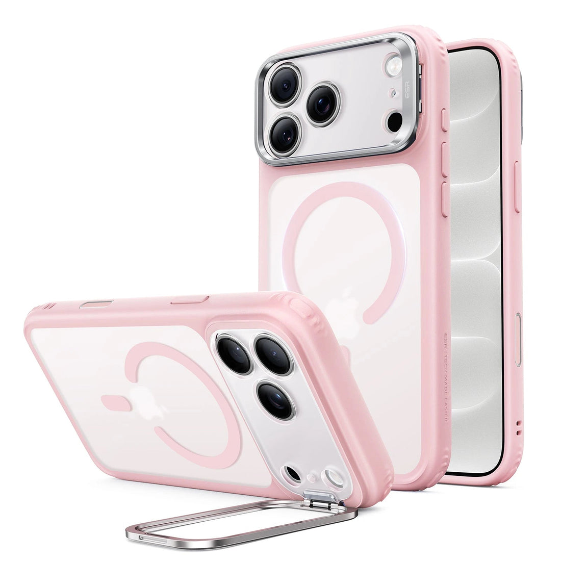 Frosted Pink iPhone 18 Pro Magsafe Slim Phone Case with Stand 