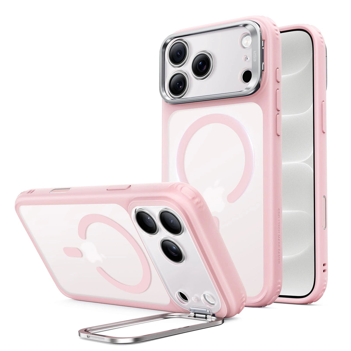 Frosted Pink iPhone 18 Pro Magsafe Slim Phone Case with Stand 