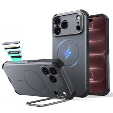 Gray iPhone 18 Pro Tough Phone Case Magsafe with Stand